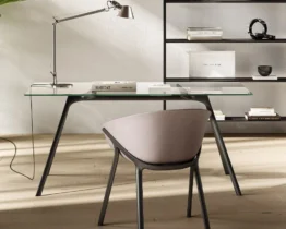 clear glass home office desk with black legs