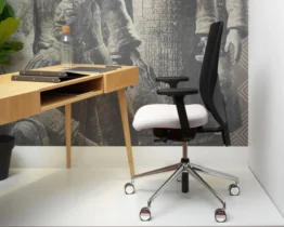 black mesh back office chair with white seat