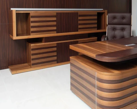 Luxury office desk in rosewood and italian walnut