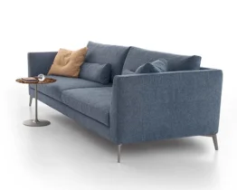 very comfortable large italian sofa in blue fabric