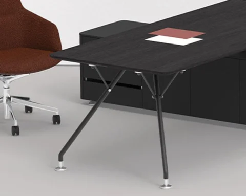 Black wood executive desk with stylish black legs