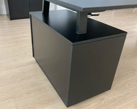 Anthracite grey oak wood executive desk with cable management