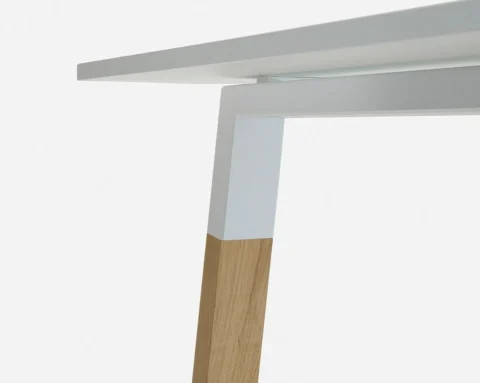 Light oak wood executive desk with matching wood legs