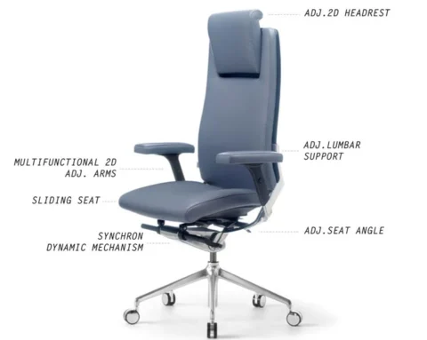 Leather high back chair with an adjustable headrest