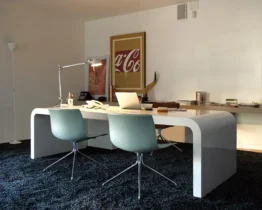 extra large white gloss executive office desk  with leather inlaid top