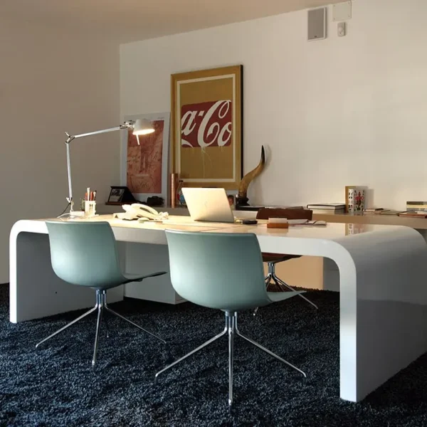 Extra Large White gloss executive office desk