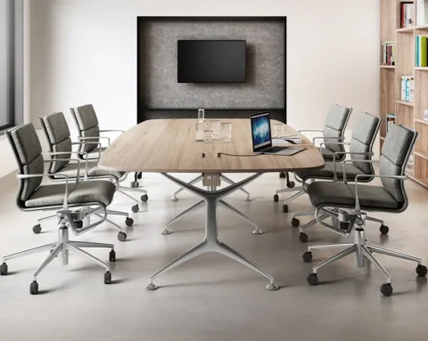 Oak wood boardroom tables with cable management