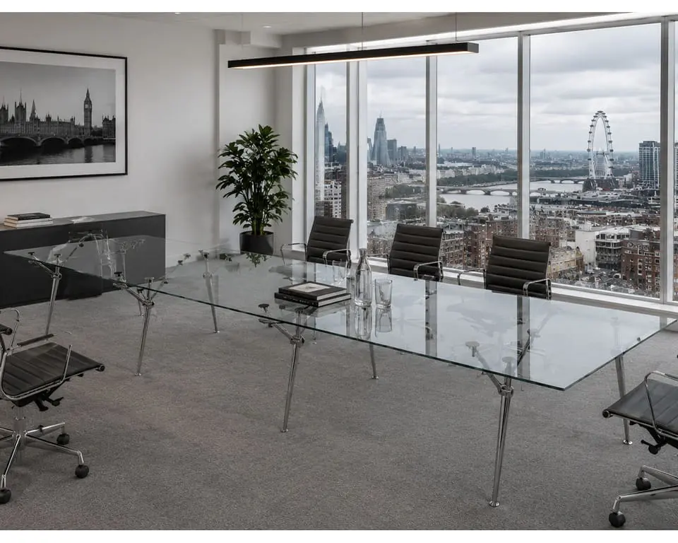 high quality glass top boardroom table to seat 14