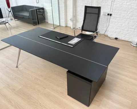 Extra deep 1000 mm black executive desks with drawers