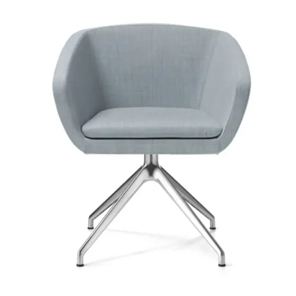 Swivel arm chair in grey fabric