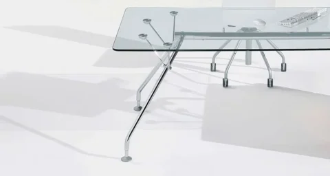 Large clear glass table or desk with chrome legs
