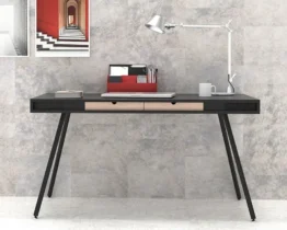 small black home office desk with optional wood drawers
