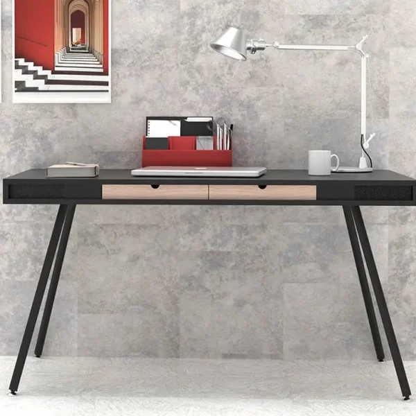 Small Black home office desk with drawers