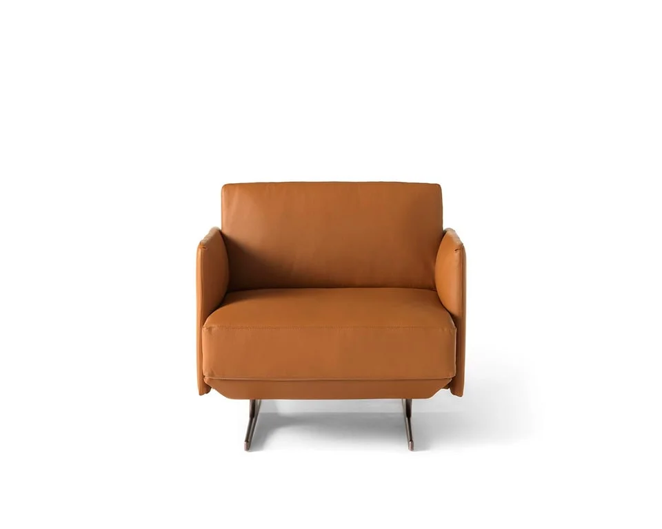 modern armchairs from italy in tan leather