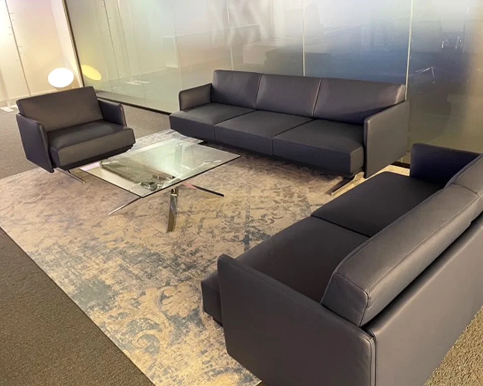 stylish high quality black leather sofas and armchairs