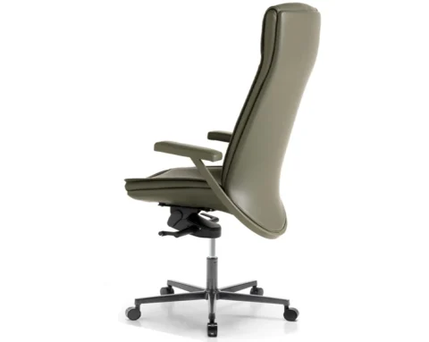 Dark green high back executive chair with leather arms