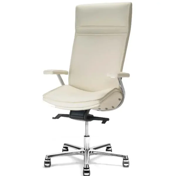 High back cream leather executive chair