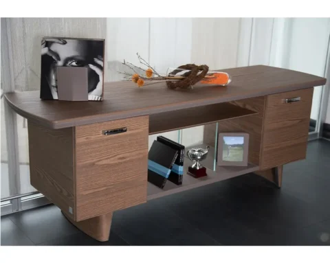 Luxury credenza in real wood and saddle leather