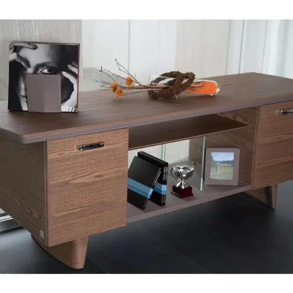 Luxury Credenza in real wood and saddle leather