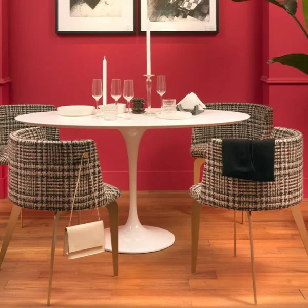 White Round Meeting Table to seat 6 people