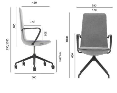 L-air executive office chairs and boardroom chairs dimensions