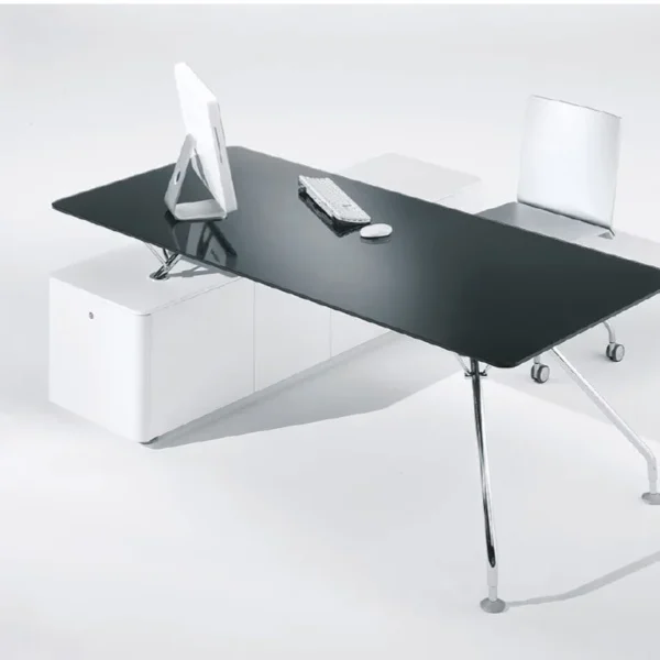 Black Glass and White executive desk