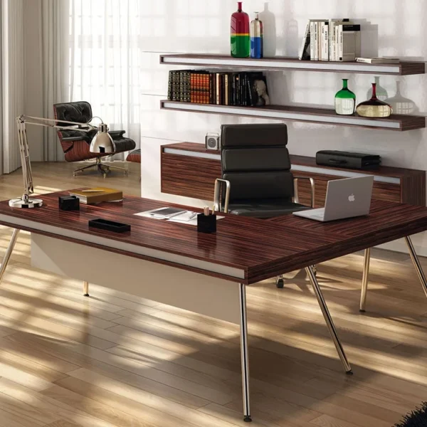 Large-L-shaped executive desk in ebony