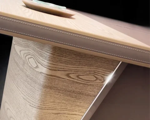 Striking real ash wood and saddle leather luxury desks