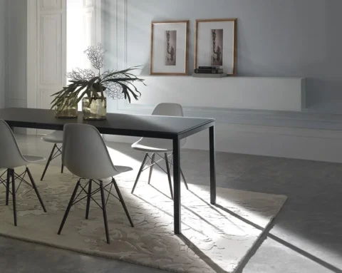 Luxury black glass desk and tables