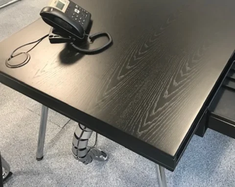 Rectangular or l- shaped high end black desks in real wood