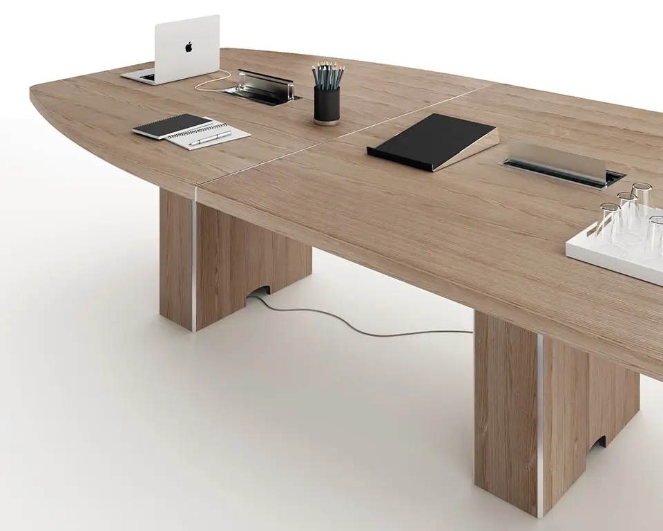 high quality boat shaped meeting table with cable management