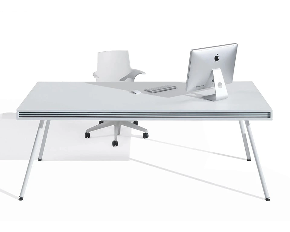 luxury white designer desk with optional black horizontal stripes