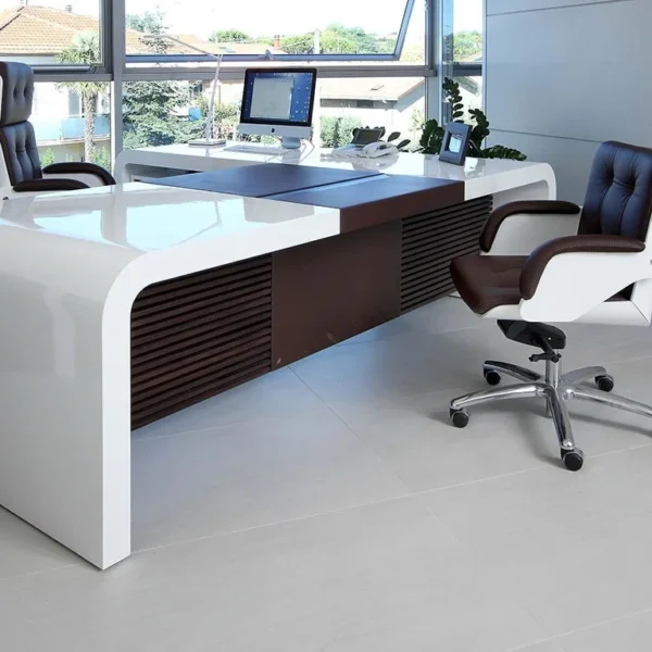 Luxury extra large white gloss executive desks
