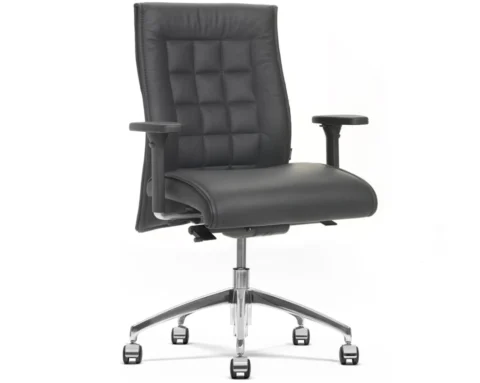 Medium back ergonomic office chair in black leather