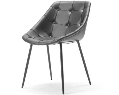 Miss lily black leather meeting room chair with buttons