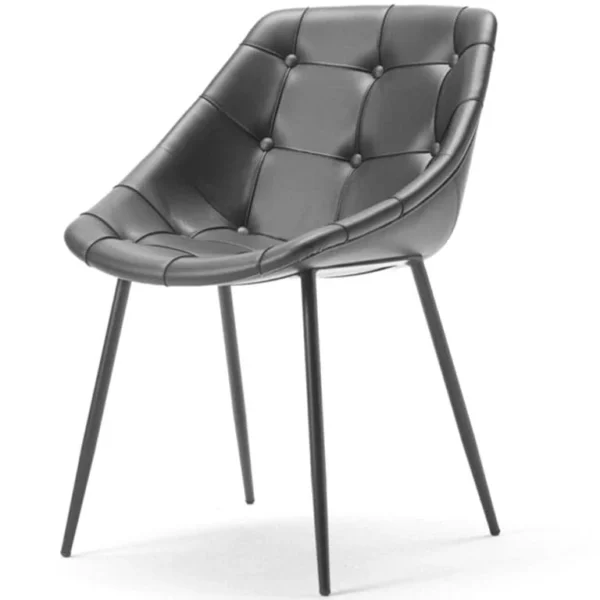Miss Lily black leather meeting room chair with buttons