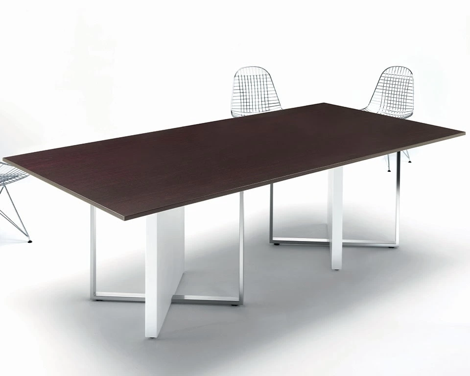 dark oak wood conference room table to seat 8