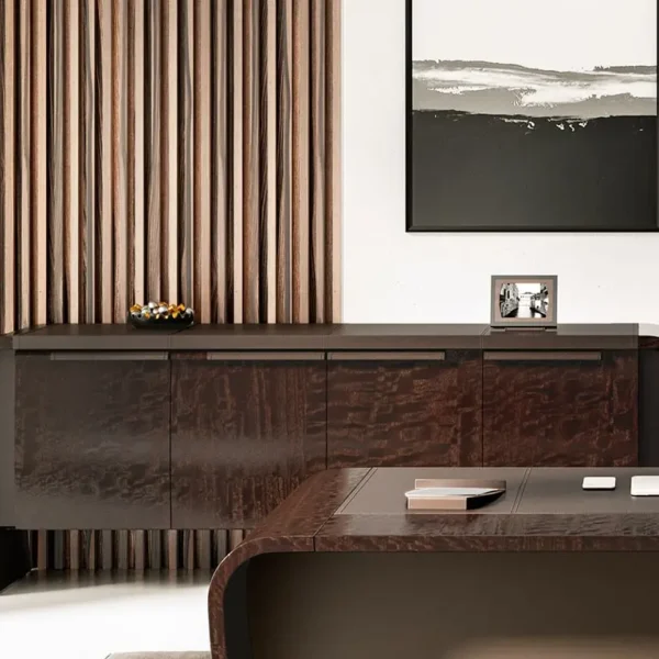High quality sideboard in real wood and saddle leather