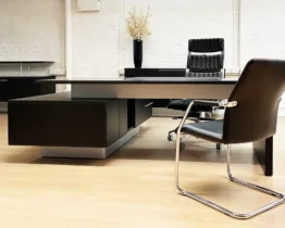 large l-shaped executive ceo desk with a 28mm black ash wood top