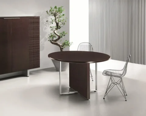 Round wood meeting table to seat 4 people