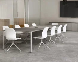 modular grey meeting room tables with cable management