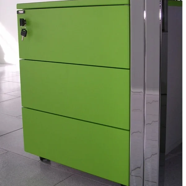 Three drawer under desk storage pedestal with a lock