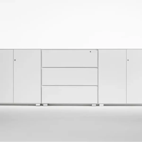 White Steel filing cabinets and hinged door cupboards