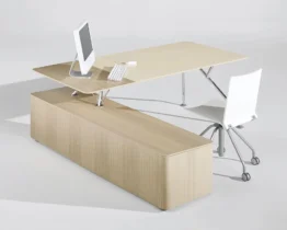 both the desk top and side return are in real wood