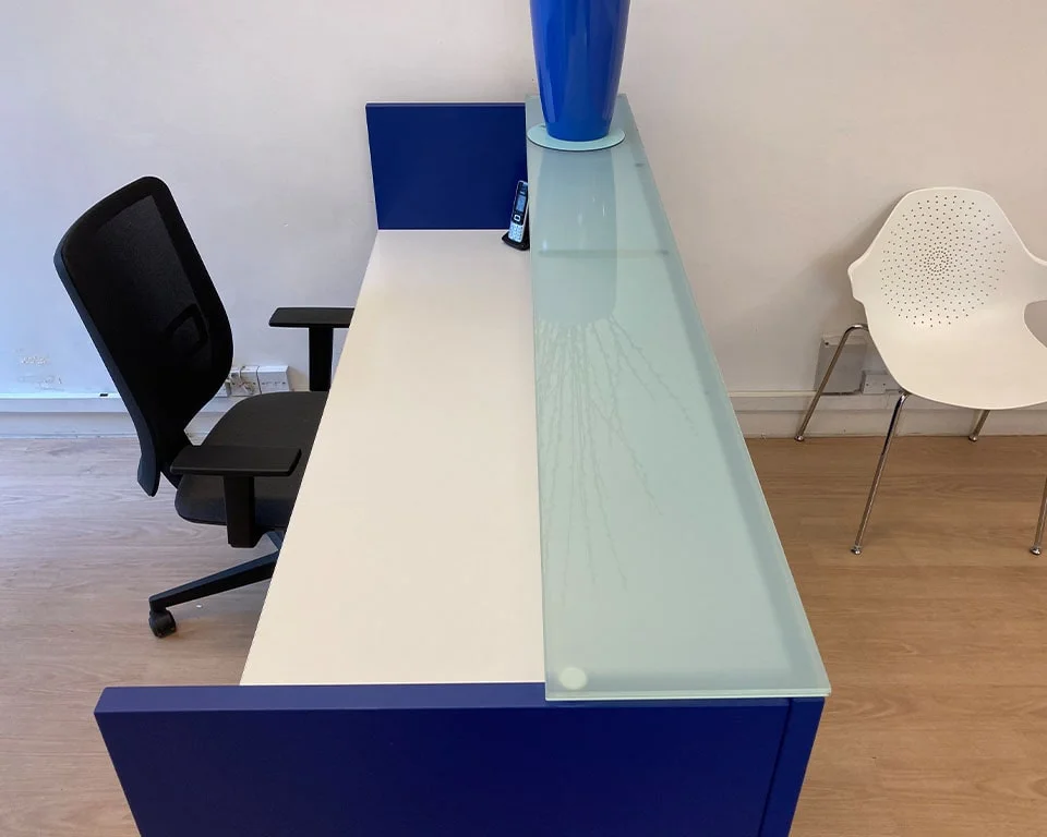 stylish made in italy dark blue reception desk