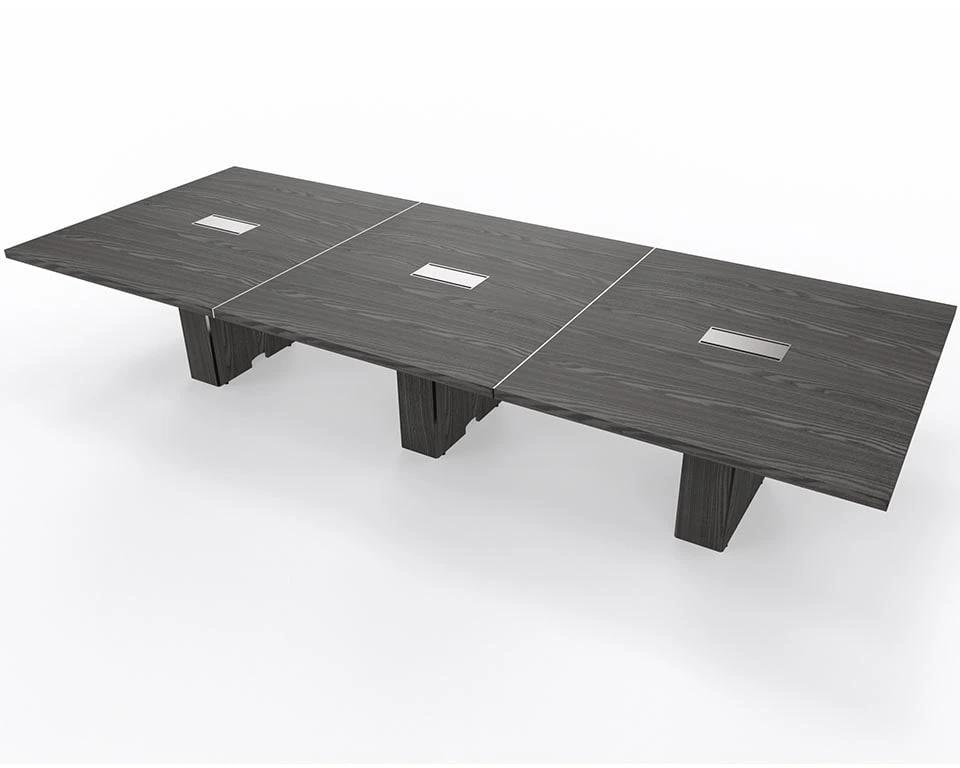 large modular boardroom tables in wood with cable management