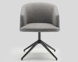 grey fabric tub style meeting room chair with black base