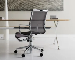 black mesh executive office chair with chrome structure