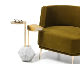 designer twin height coffee tables with a marble base