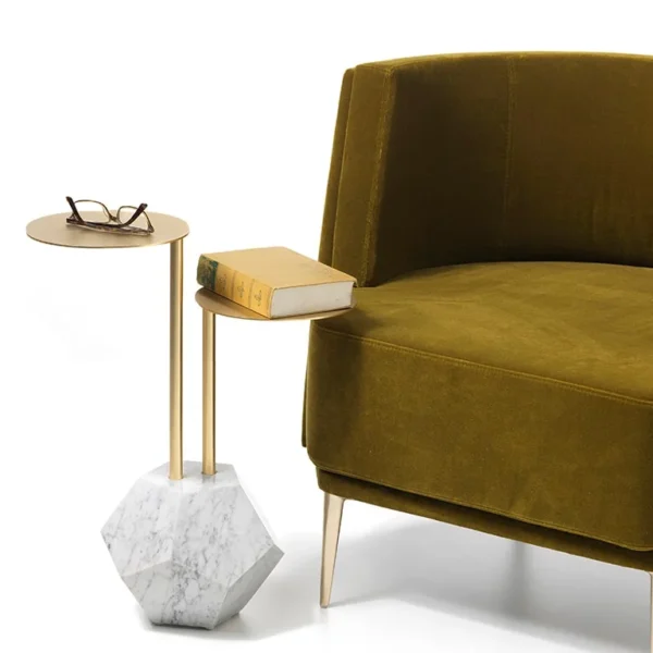 Designer twin height coffee tables with a marble base